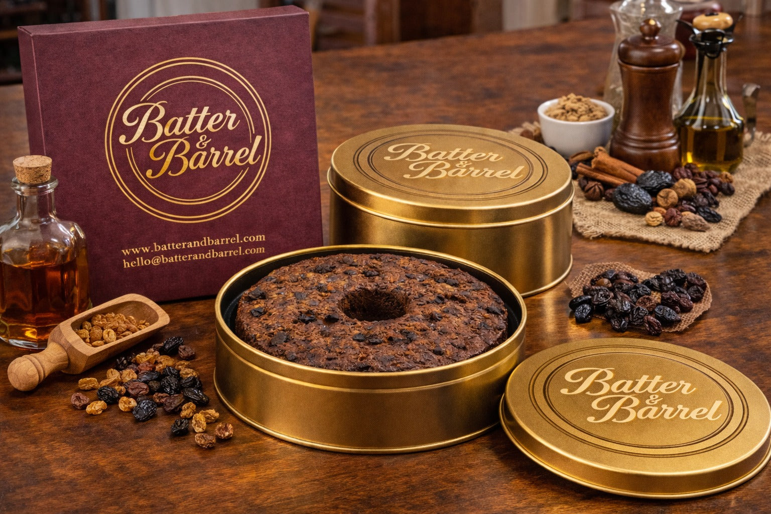 Premium Rum-Infused Dry Fruit Cake – Signature Gift Box & Tin Edition 1 kg (2.2 lb)